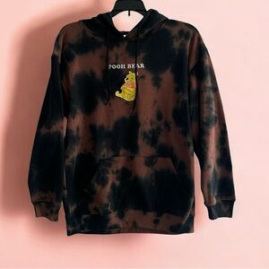 Disney Winnie The Pooh Bear embroidered tie dye hooded sweatshirt size XS